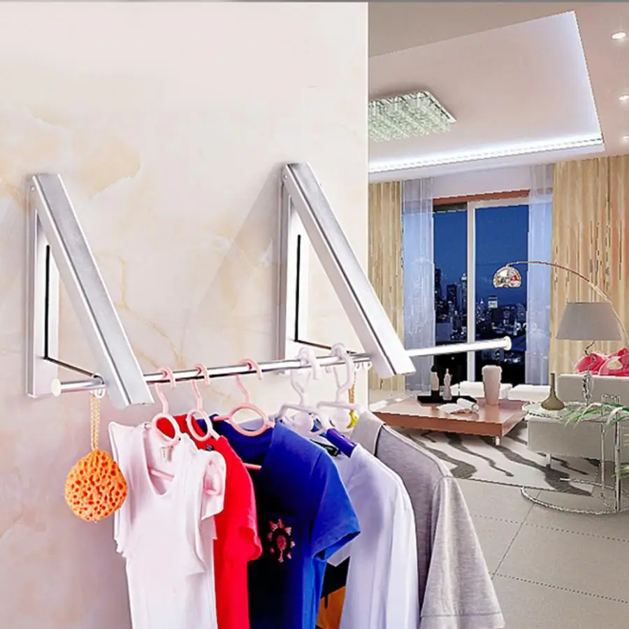 Вешалка для одежды 120 см два алюминиевых кронштейна выдвижная вешалка Складная