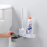 toilet brush creative storage silicone toilet brush shelf toilet wall hanging with seat soft brush bathroom cleaning kit