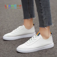 white sneakers women pu leather flats tennis loafers 2021 casual summer sneaker breathable vulcanized sports shoes basket femme