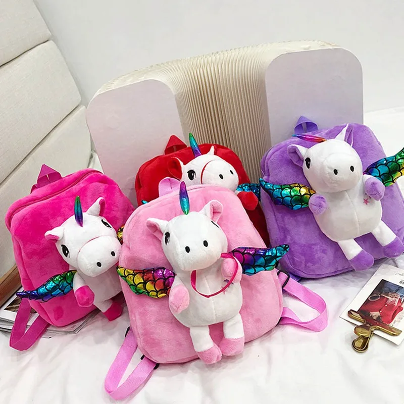 

Unicorns Cartoon School Book Bag Backpacks Cute Fashion 3D Fur Backpacks For Girls Travel Backpack Children Schoolbag Kids Gift