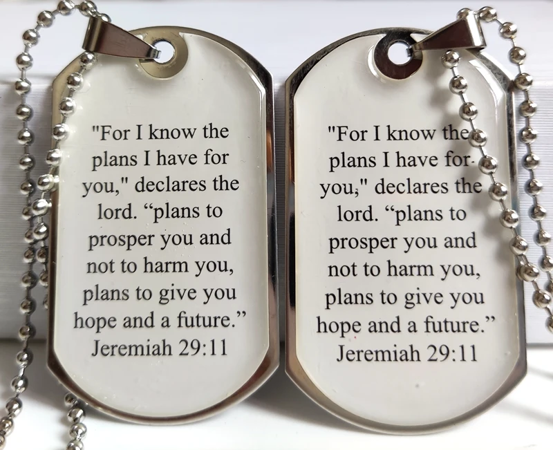 10 шт. Jeremiah/29:11 Нержавеющая сталь кулон Цепочки и ожерелья Для мужчин Религиозные