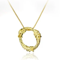 gold dragon vintage round metal neck pendant chain necklaces charms choker skyrim elder scrolls game accessories grunge collier