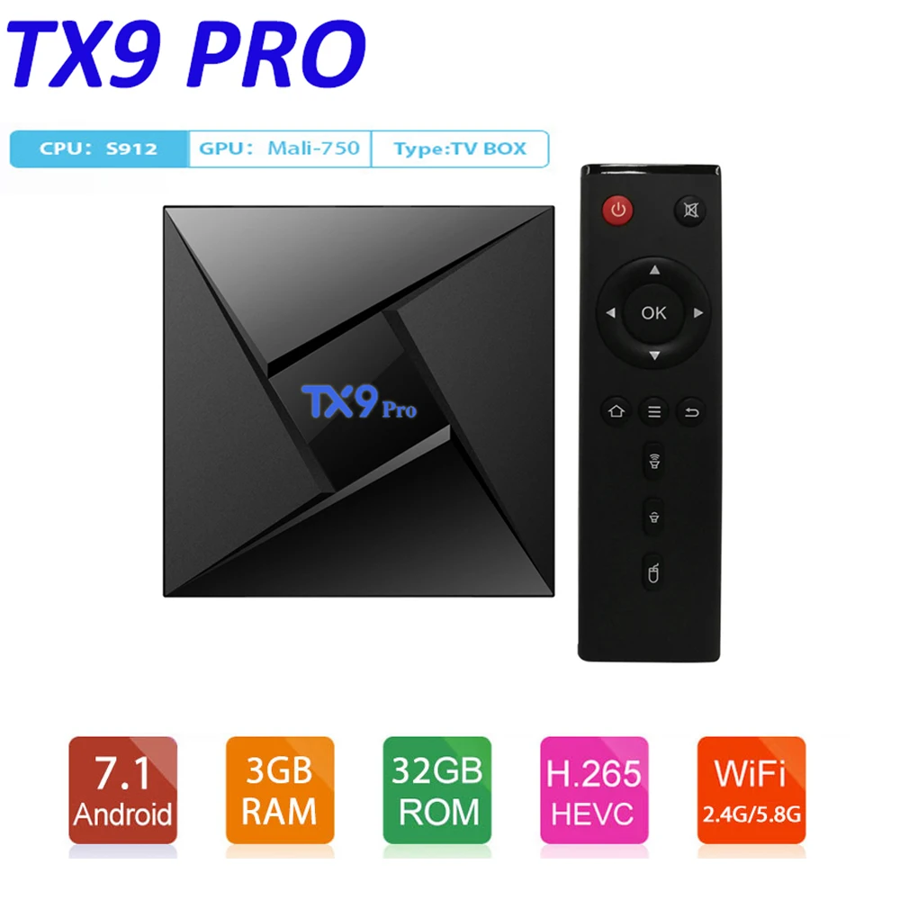 TX9 Pro Android 7 1 ТВ приставка Amlogic S912 Восьмиядерный 3 ГБ 32 2 4G/5G WiFi Bluetooth 4 1000M LAN 4K HD