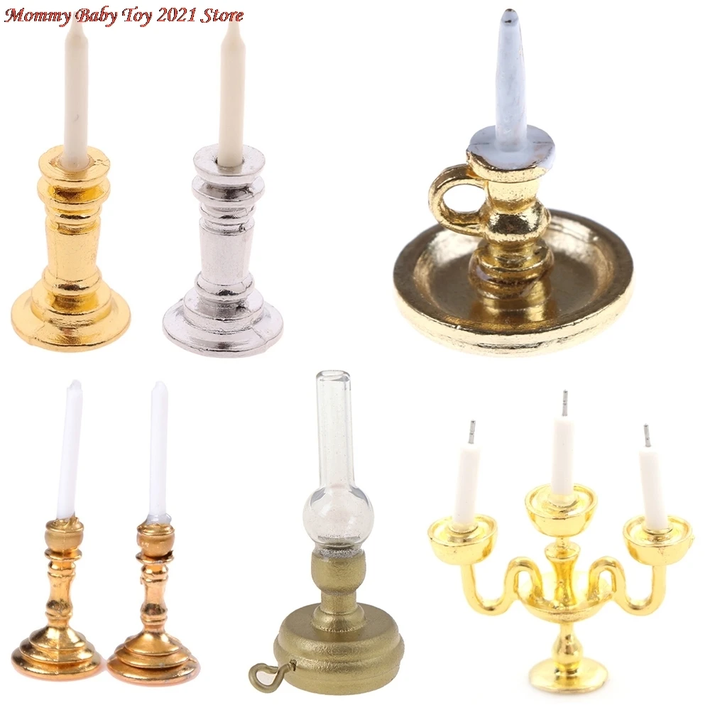 

Cute 1:12 Dollhouse Miniature Furniture Toys Candle Holder Candlesticks Model Pretend Play House Toys for Kids Children