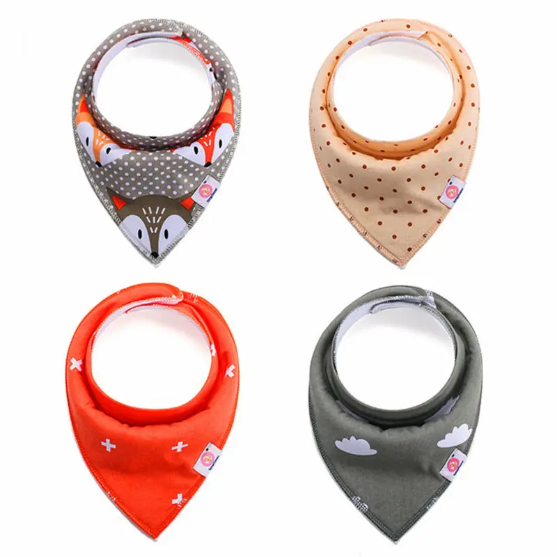 

4pcs Baby Bibs Pure Cotton Bandana Feeding Kids Toddler Unisex Saliva Towel