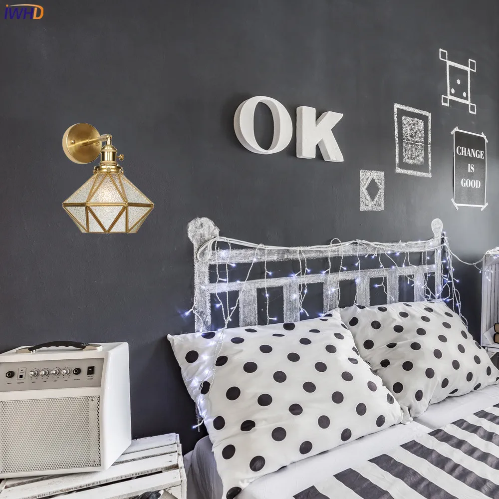 IWHD японская Алмазная стеклянная настенная лампа для домашнего выключателя