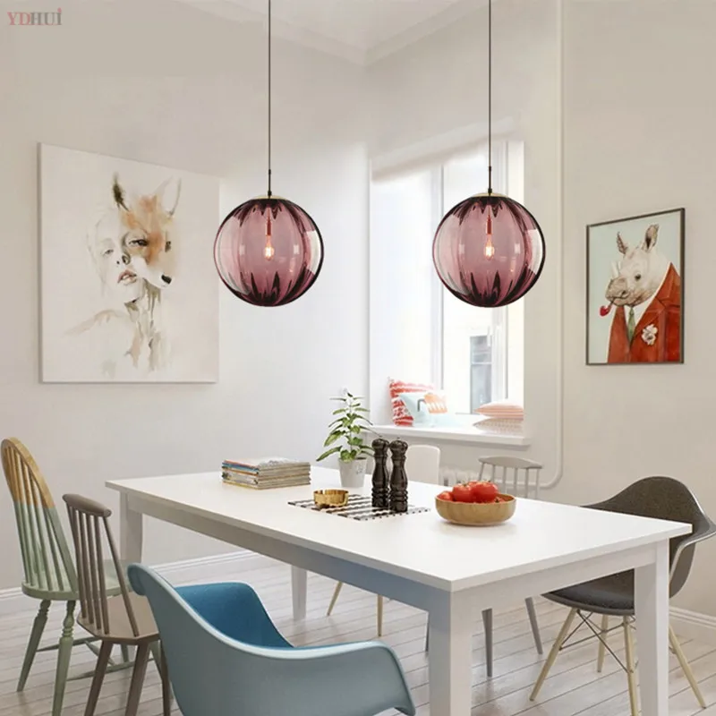 Современный светодиодный светильник светильники цветной стеклянный шар