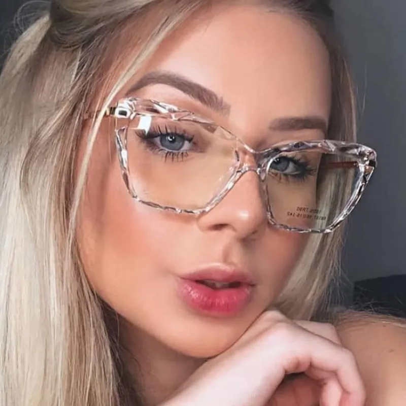 Women Cat Eye Glasses Frame Vintage Transparent Sexy Fake Glasses Trending Style Brand Design Optical Spectacle Frames Feminino