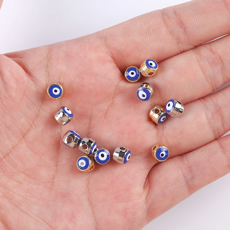 DoreenBeads разделительные бусины круглые золотистые/Серебристые цвета темно-синие