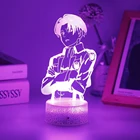 Светодиодный светильник, ночник, аниме фигурка, лампа для декора комнаты, детская атака на титанов, 3D светильник, подарок для детей, Genshin Impact Levi