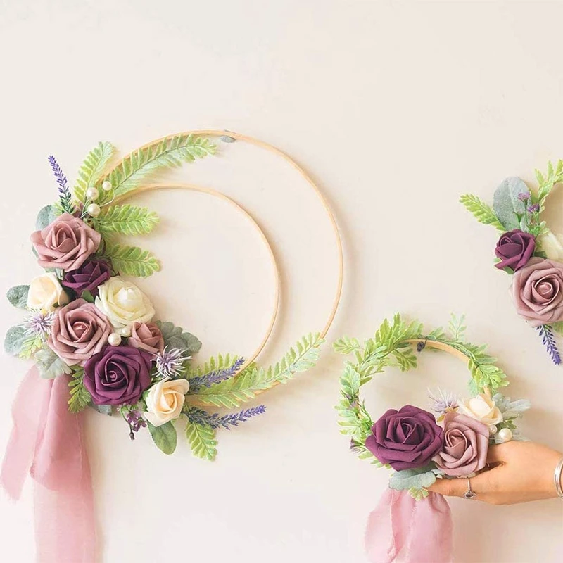 

12PCS Wooden Bamboo Dreamcatcher Rings Hoops Round for Dream Catcher Home Craft DIY,Party Decoration