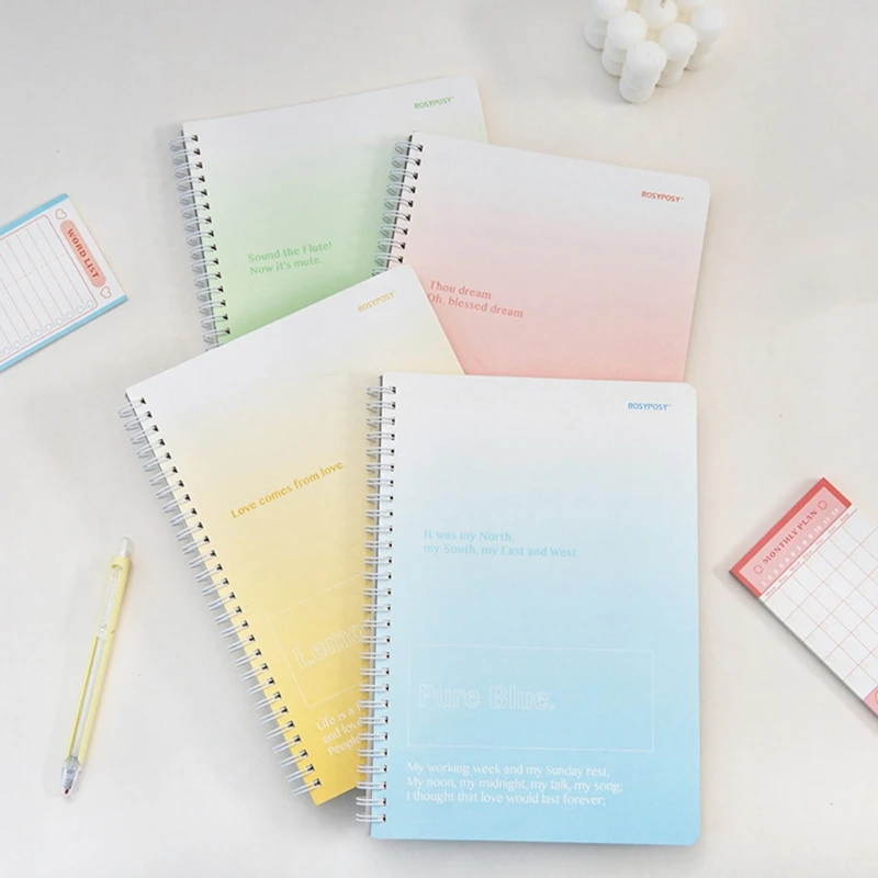 

Spirally Coil Notebooks Wide Ruled Paper 60 Sheets Color Note Books Lined Paper Home School Supplies for College Student