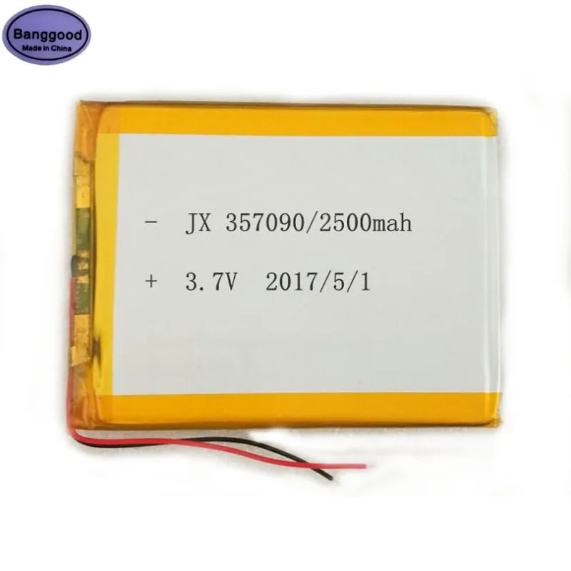 Bannggood 3.7V 2500mAh 357090 Lipo Polymer Lithium Rechargeable Li-ion Battery Cells For 7" T72HM / T72ER 3G Tablet PC Battery