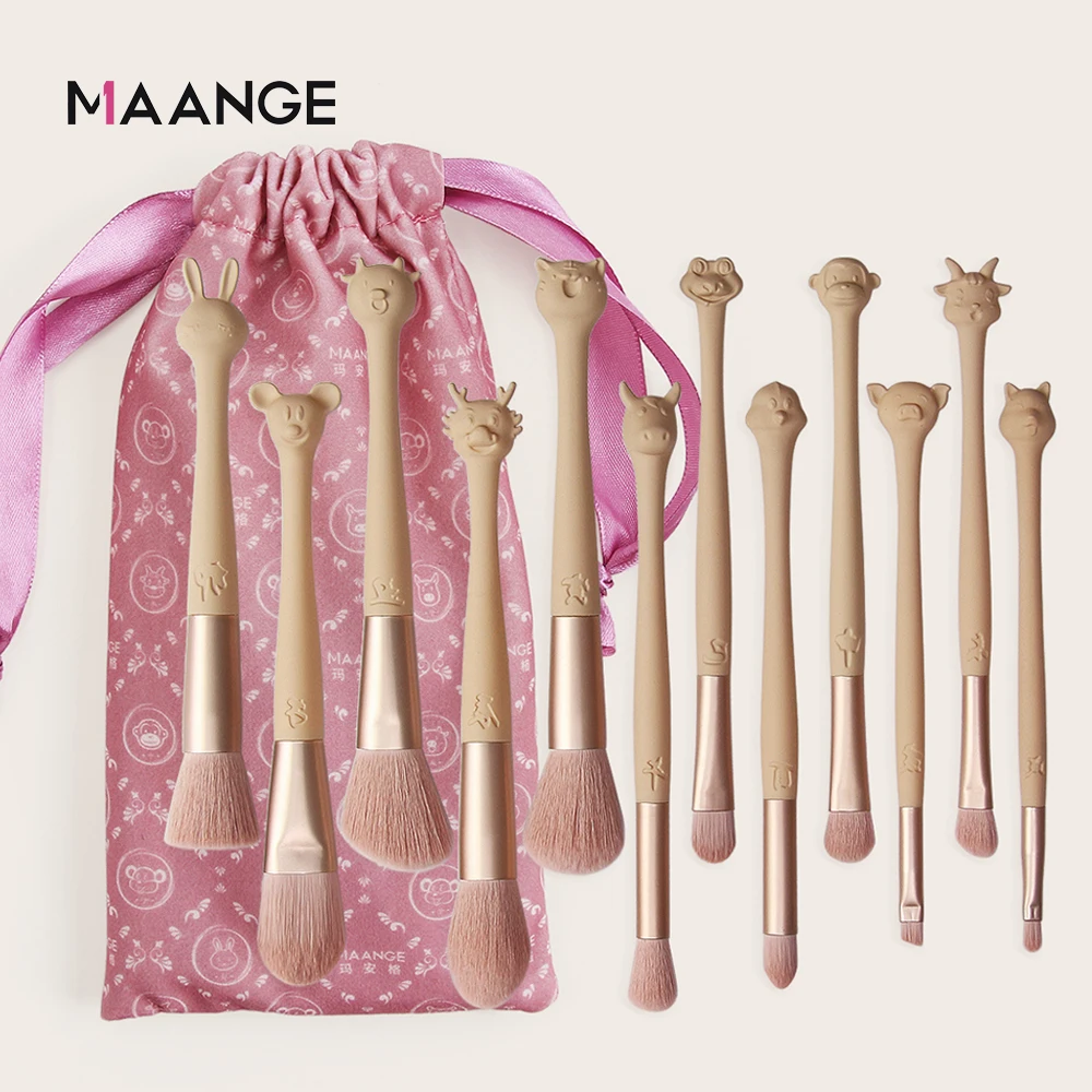 Набор кистей для макияжа MAANGE с китайскими знаками Зодиака кисточки деревянной
