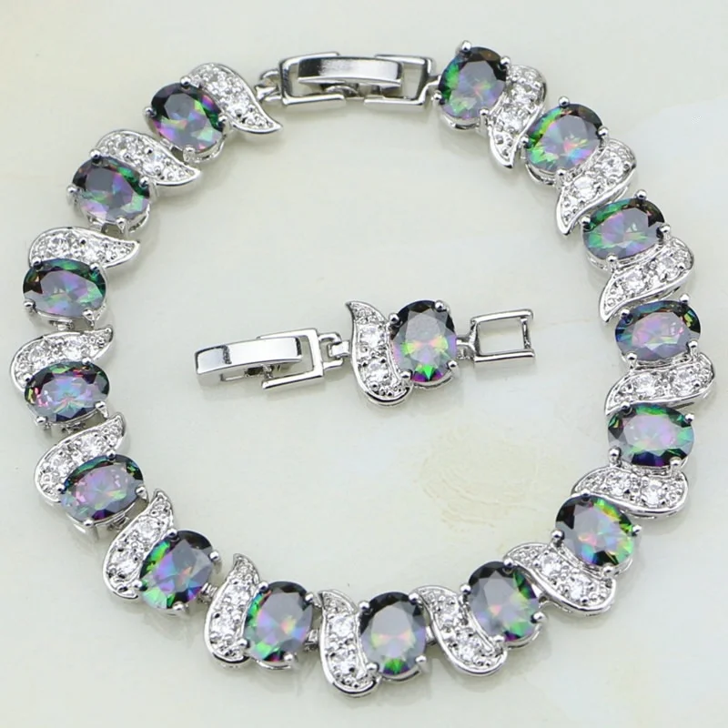 Ювелирные изделия из стерлингового серебра 925 пробы натуральный Радужный Мистик