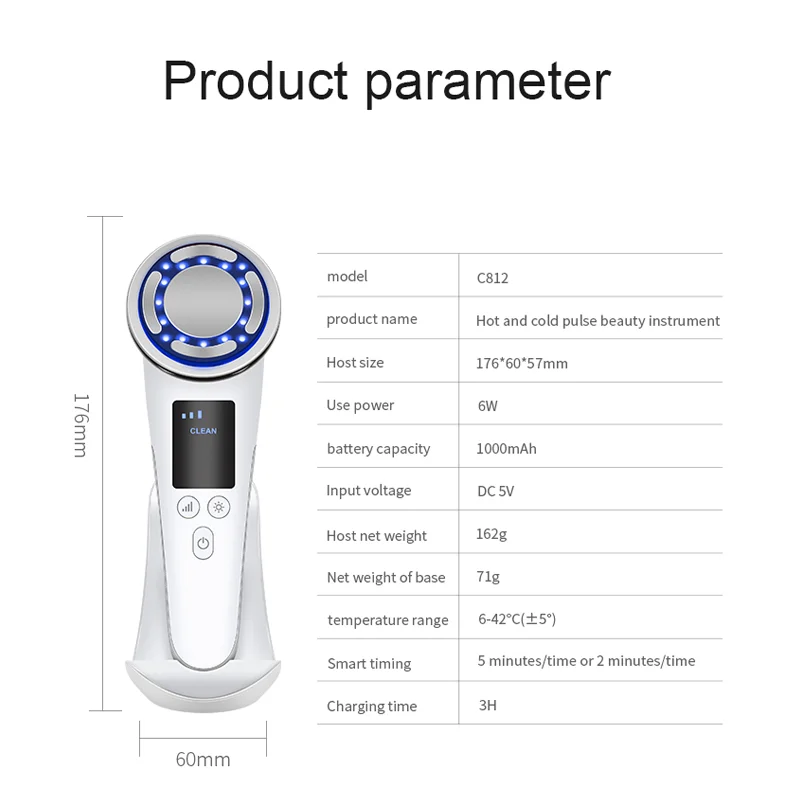 Home Beauty Instrument Ion Vibration Massage Face Micro-current Pulse Cold and Hot Color Light | Красота и здоровье
