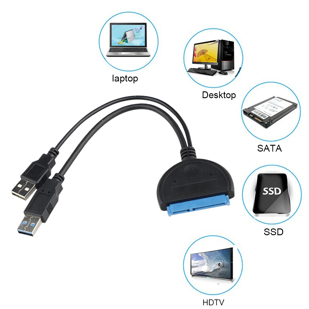 2 5 дюймовый драйвер жесткого диска адаптер USB 3 0 на SATA 22P кабель питания Поддержка