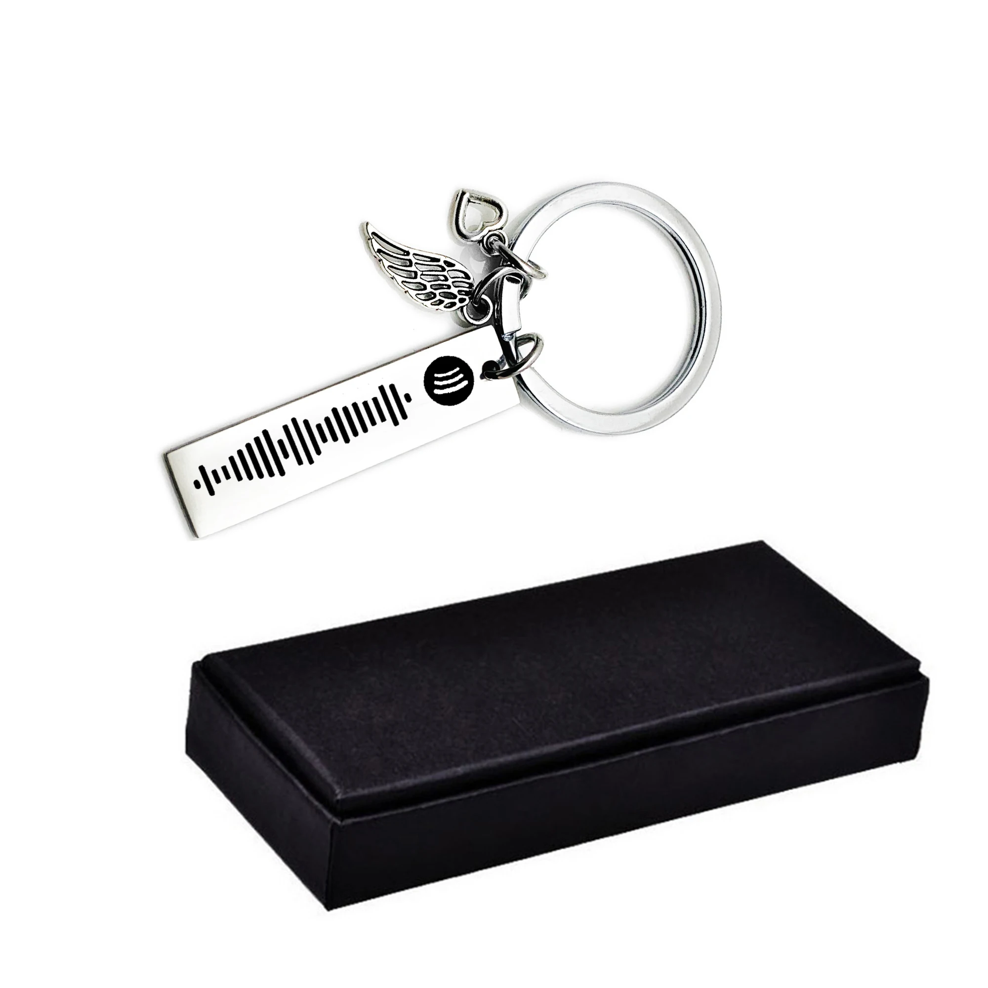 

Personalized Music Spotify Scan Code Keychain For Women Men Girls Boys Stainless Steel Keyrings Custom Engraved 26 Letter A-Z