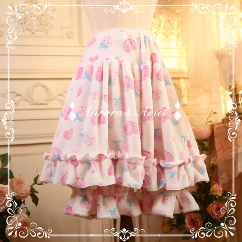 Фланелевая термоюбка и искусственное викторианское платье кавайная девушка