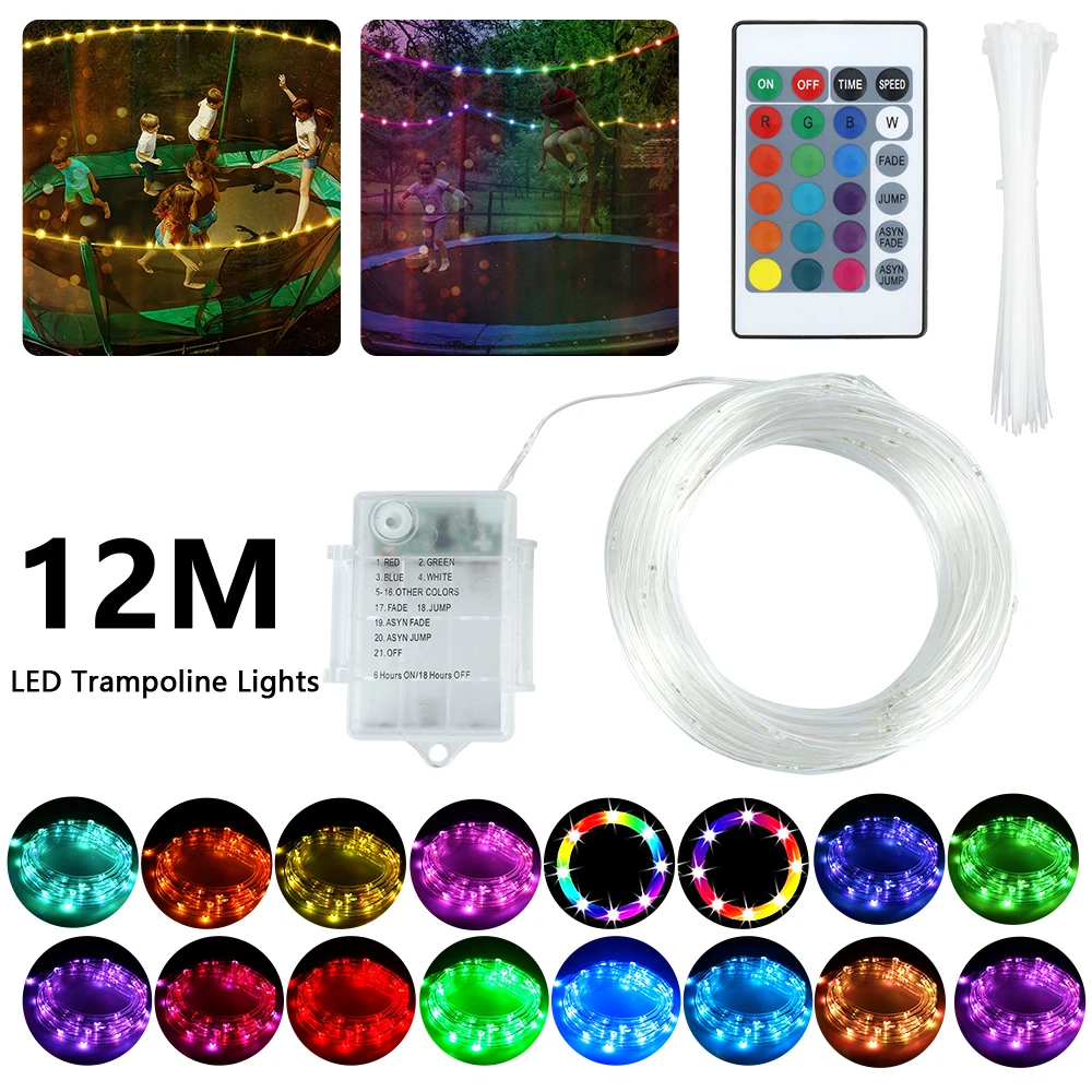 

Светодиодная лента для батута, водонепроницаемый ночсветильник с пультом дистанционного управления, 16 цветов, гибкая Противоударная лампа...