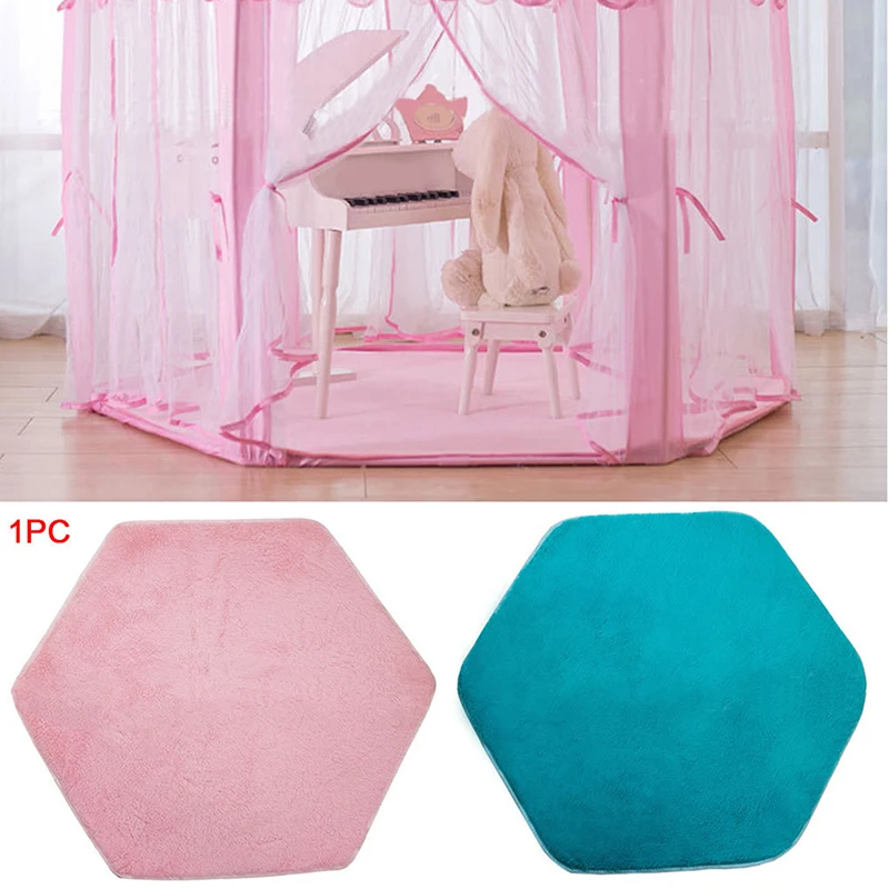 

1Pc Tent Hexagon Princess Castle Playhouse Pad Non-Slip Baby Play Mat Plush Kids Rug Cushion Blanket Pink And Blue Fashion New