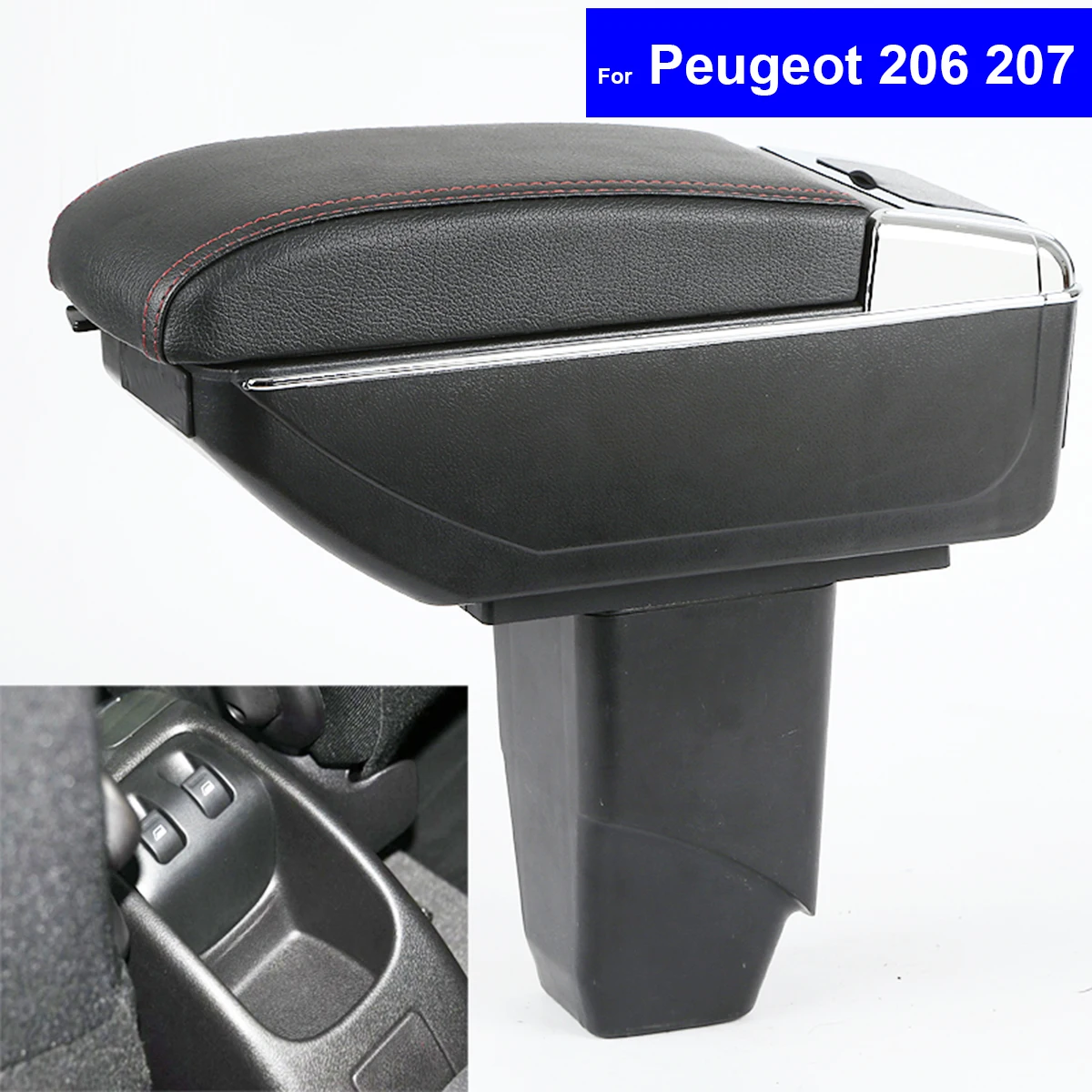 Кожаный подлокотник центральной консоли для Peugeot 206 2005 ~ 2008 / 207 2013 Citroen C2 2006 2012