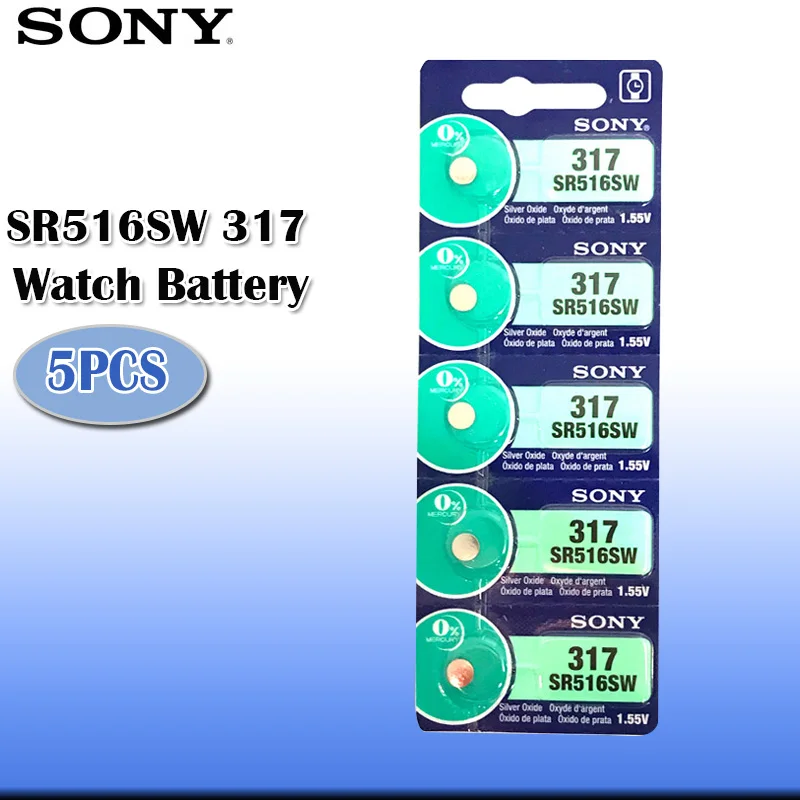 5 шт./лот Sony 100% оригинал 317 SR516SW SR516 1 55 в батарея для часов с оксидом серебра сделано