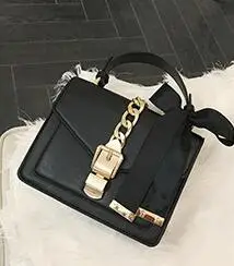 Black Vfemage, модные дизайнерские женские сумки, маленький лоскут из искусственной кожи, женская сумка на плечо, клатч на цепочке, женская сумка-мессенджер с бантом - Цвет: Black