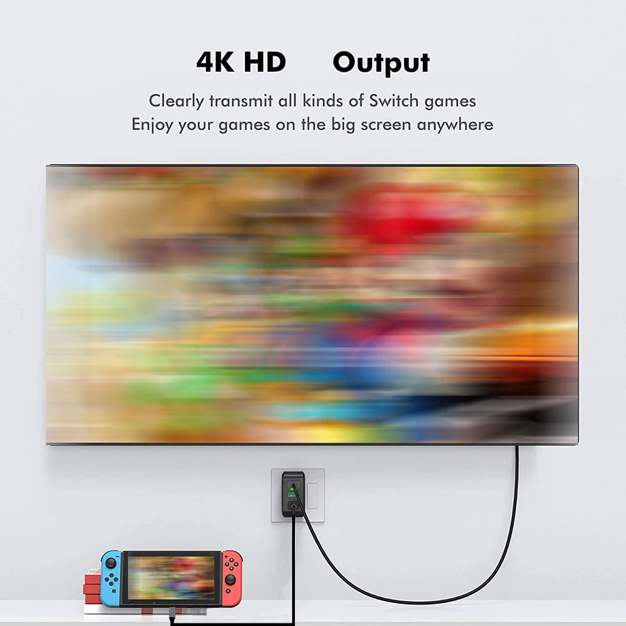NS AC Adapter Charger TV Convert Dock 4K HD Output USB 3.0 Fast Charging for Nintendoswitch Nintendo Switch Console Accessories |