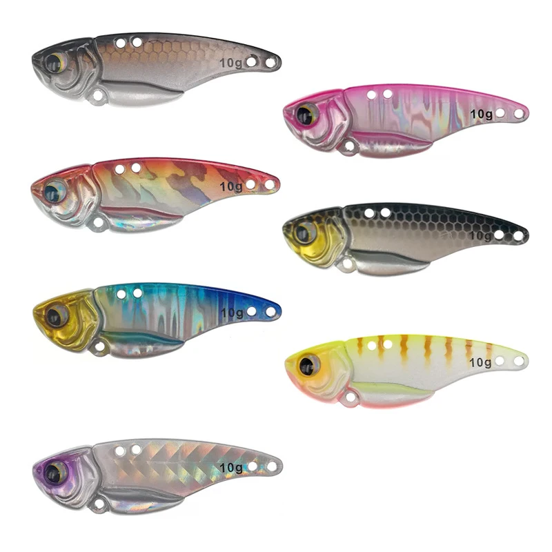 

High Quality Metal VIB 10/15g 49/55mm 3D Eyes Pencil Balancer Spoon Jig Painting Fishing Hard Bait Fishing Tackle Treble Hook