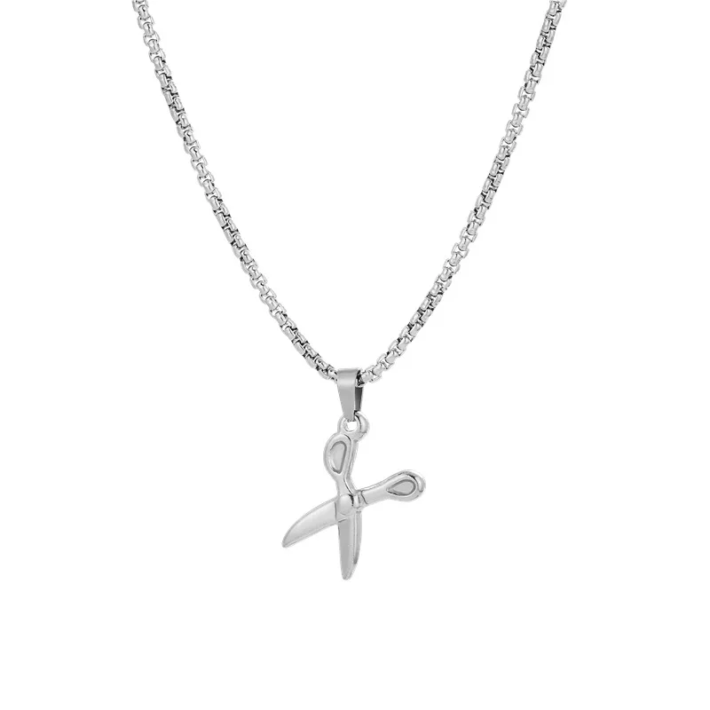 

Stainless Steel Scissors Shape Pendant Necklace For Women Men Clavicle Chain 2020 Trend Gothic Punk Hip Hop Jewelery Party Gift