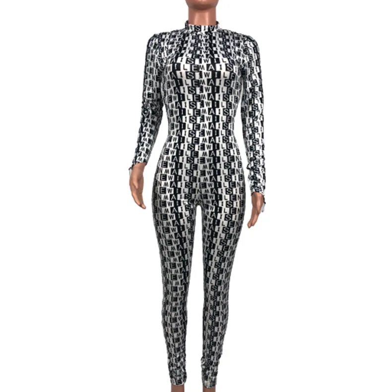 Женский Облегающий комбинезон с длинным рукавом круглым вырезом| |