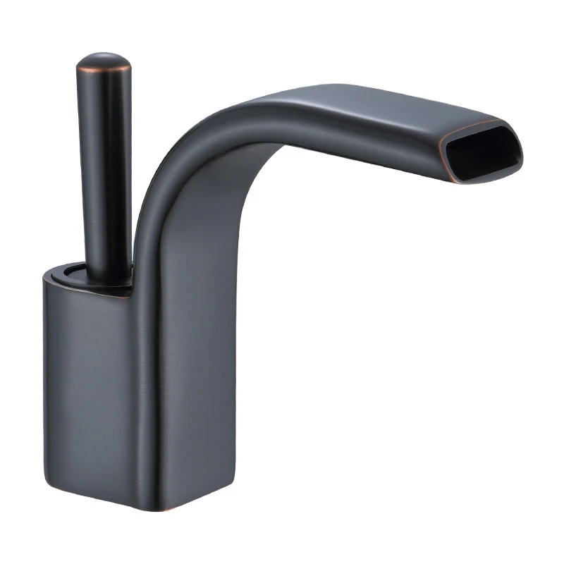 

Waterfall Bathroom Basin Sink Tap Copper Deck Mounted Cold and Hot Water Mixer Tap Single Handle Vanity Vessel Wash Basin Faucet