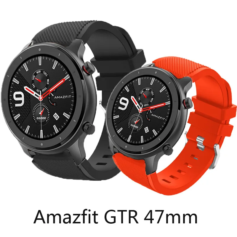 Ремешок силиконовый 22 мм для Huami Amazfit GTR 47 браслет Samsung Gear S3 Frontier металлическая