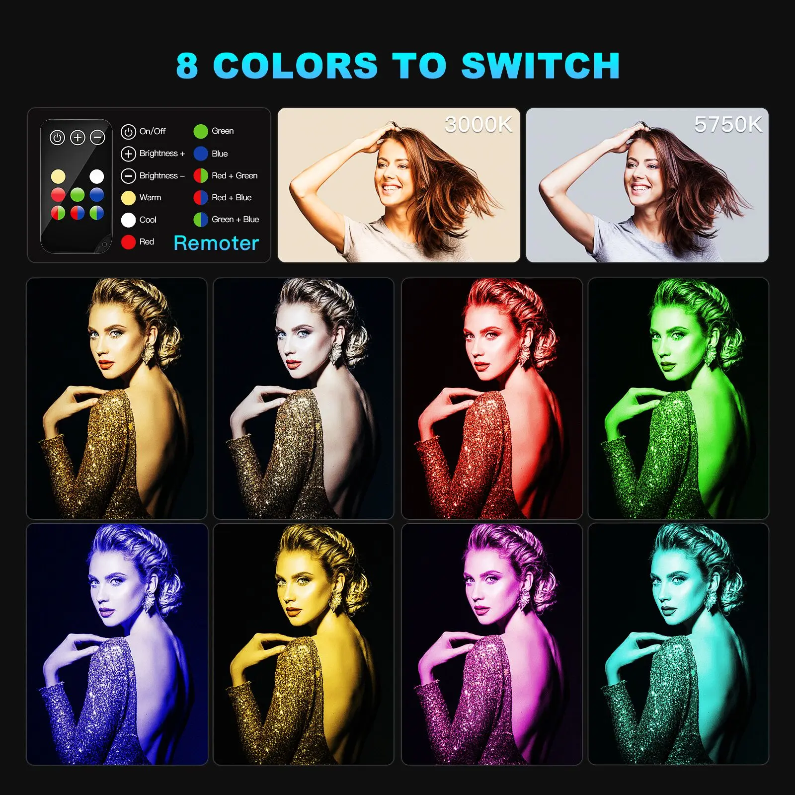 

LUXCEO Q508A RGB , , 8 , 3000K-5750K, Youtube