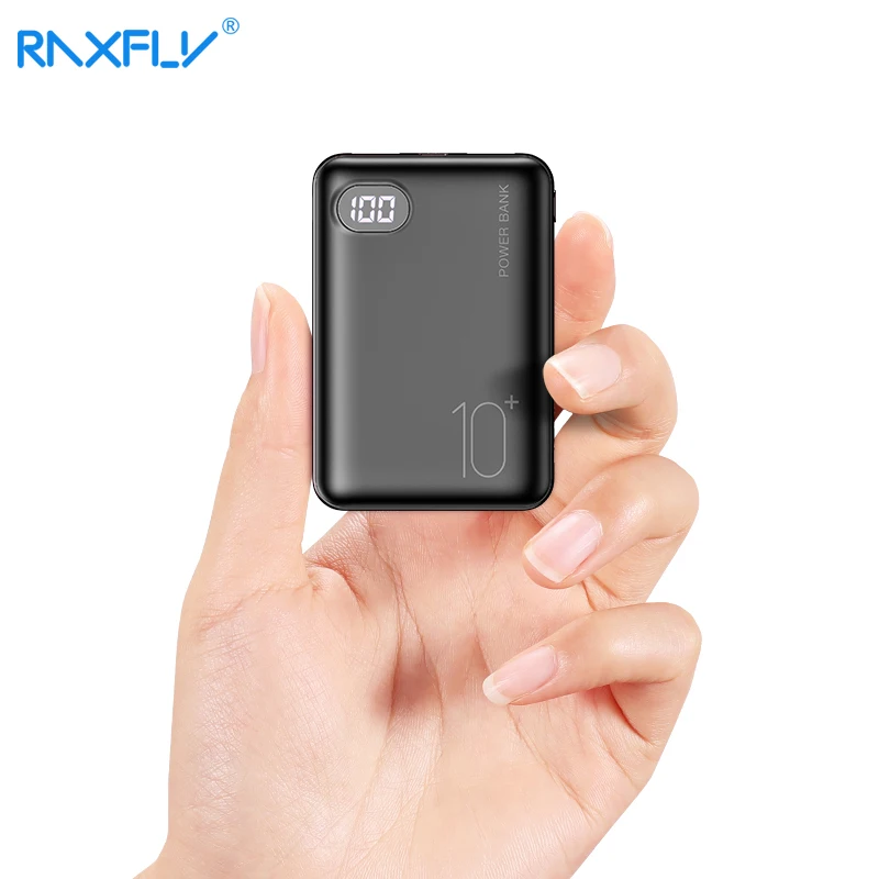RAXFLY мини внешний аккумулятор для xiaomi iPhone Huawei 10000 мАч светодиодный дисплей
