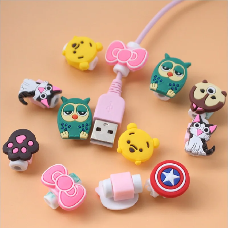 Cartoon Cable Protector Data Line Cord Protective Case Winder Cover For iPhone USB Charging | Электроника