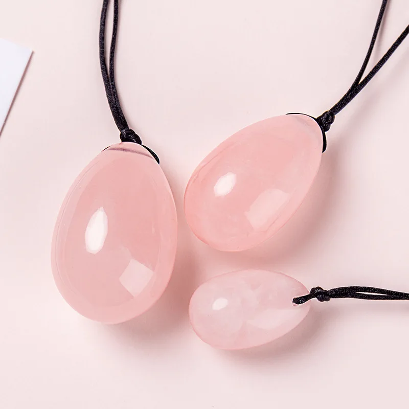 100 Pure Natural Rose Quartz Yoni Egg Set Kegel Exerciser Balls Vginal Balls Muscle Jade Eggs Massager Ball Vaginal Tightening