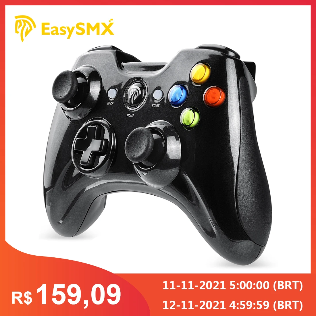 

EasySMX KC-8236 Wireless Gamepad Joystick PC Controller for PS3 Xiaomi Android Smart TV Box Phone Vibration Control (Black)
