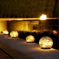 led solar buried light outdoor fairy cracked glass ball in ground light waterproof ip65 for decorate corridor patio garden light