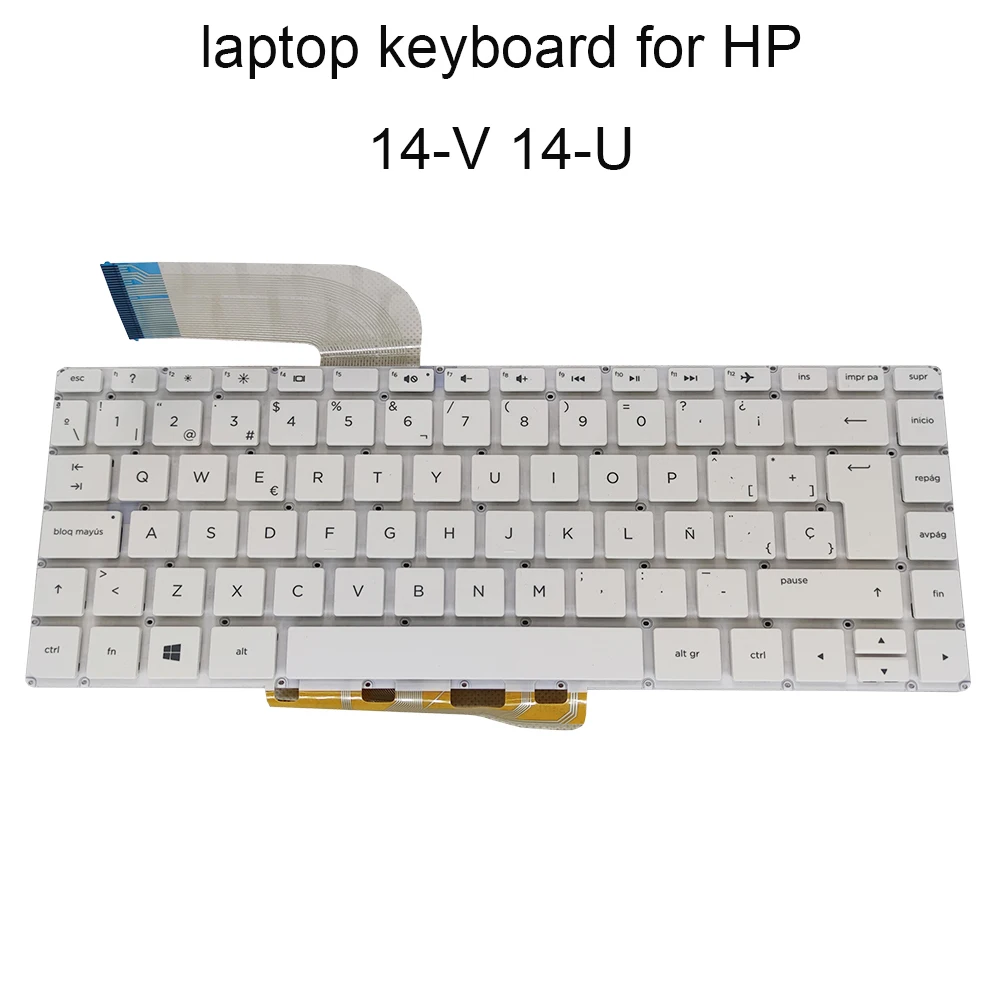 

New Replacement keyboards for HP Pavilion 14 V v007la 14 U SP Spanish ES LA white laptop keyboard big enter no frame Recommend