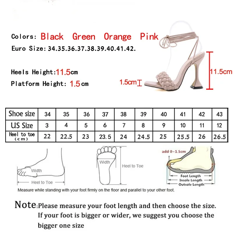 

Women Sandals Hollow Cross-Tied Weave Shoes Fashion Cozy Leather Peep Toe Ankle Strap Ladies Strange Heels Pumps