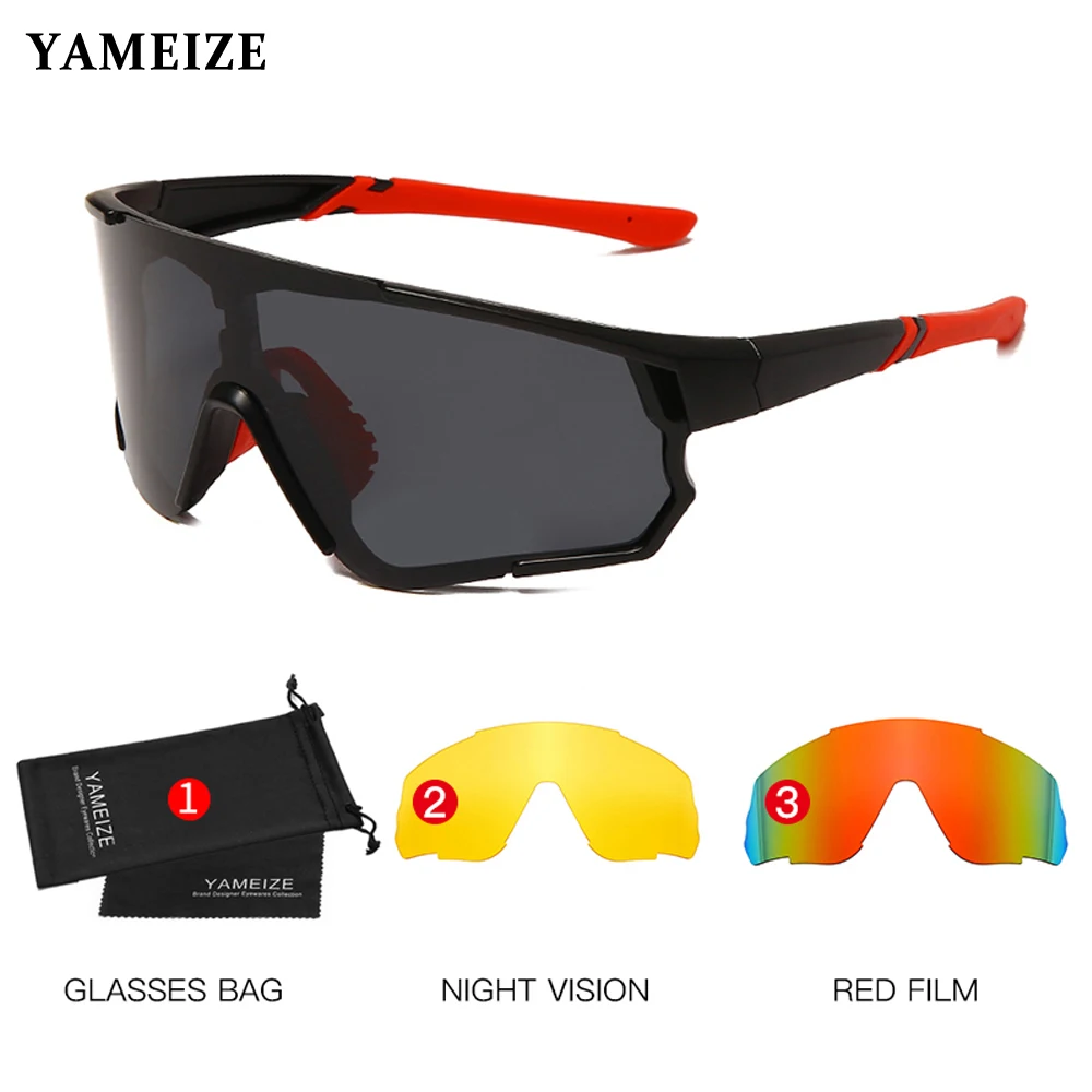 

YAMEIZE Oversized Polarized Sunglasses Men Women Mirror Lens Outdoor Sport Goggles One Piece Sun Glasses Eyeglasses Gafas De Sol