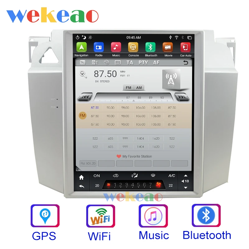 

Wekeao Vertical Screen Tesla Style 10.4'' 1 Din Android 9.0 Car Dvd Player GPS Navigation Auto Radio For VW Magotan CC 2007-2011
