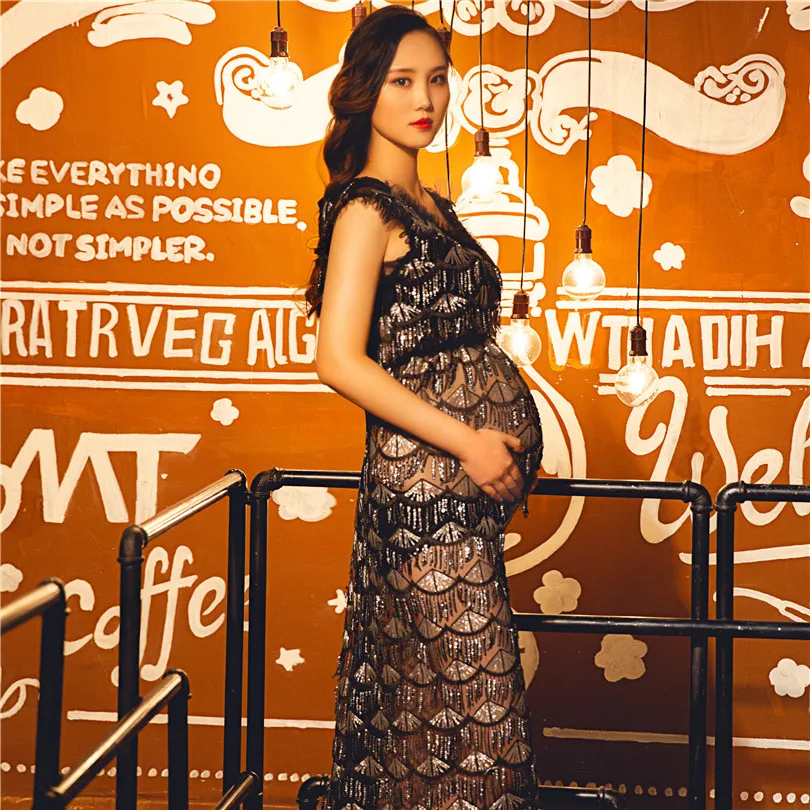 Sexy Black Maternity Maxi Dress for Photography Pregnany Gown for Photoshoot Boudoir Skirt Maternity Gown Photography