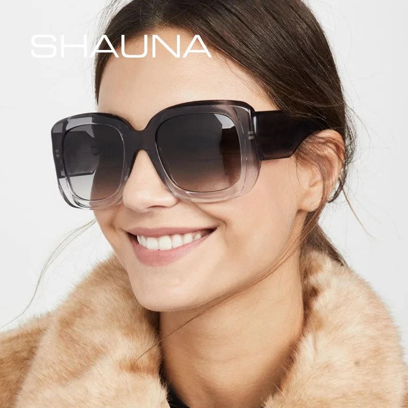 

SHAUNA Updated Metal Hinge Oversize Square Sunglasses Women Brand Designer Retro Shades Men UV400