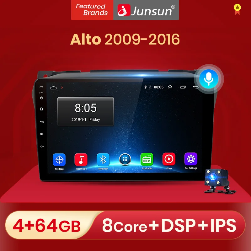 Автомагнитола Junsun для Suzuki Alto 128 10 0 2 ГБ + 2009 Android 2016 DSP с радио мультимедийным