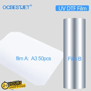50pcs a3 magic uv dtf film a and film b transfer to glass ceramic metal phone case for irregular shape surface uv dtf printer free global shipping