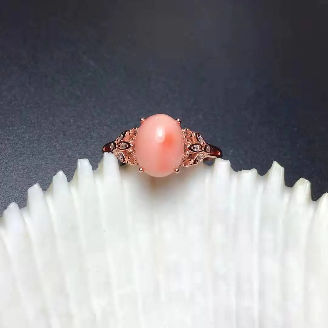 

Natural High Quality Pink Coral Gemstone Ring S925 Sterling Silver Fashion Charming Fine Weddings Jewelry for Women MeiBaPJ FS