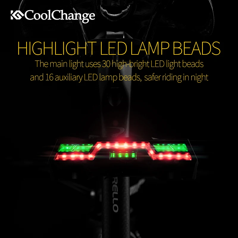 Велосипедный светодиодный фонарь CoolChange с зарядкой от USB водонепроницаемый